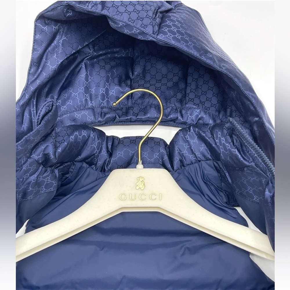 Gucci GG Kids 2011 Navy Blue Hooded Vest Size 9-12 Months GG Italy Vintage - Picture 4 of 8